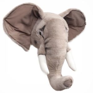 Plush Elephant Wall Decor - Gray and White
